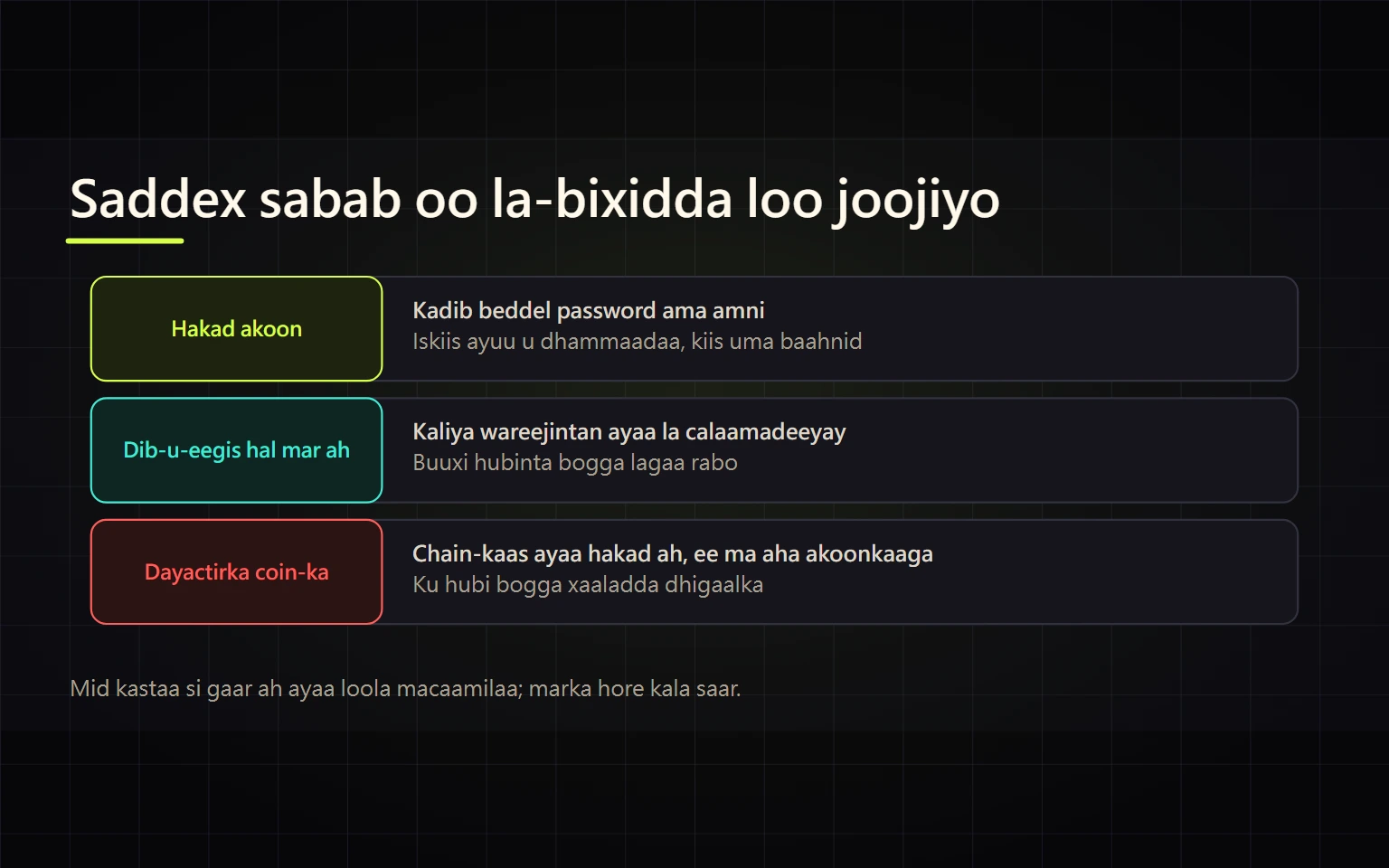 La-bixidda oo la joojiyay ama dib-u-eegis ku jirta: sida loo kala saaro sababaha