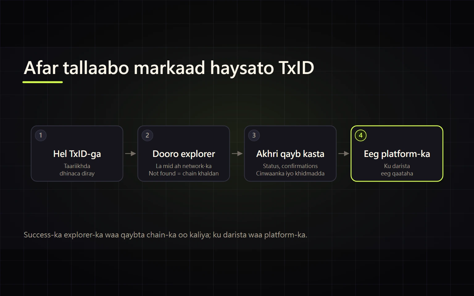 Sidee Loo Hubiyaa TxID? Akhri Xaaladda, Confirmations iyo Khidmadda Block Explorer-ka