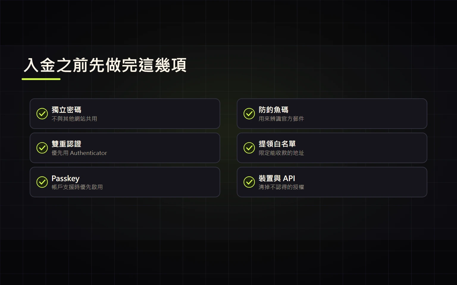 Binance 帳戶安全設定：Passkey、2FA、防釣魚與提領保護